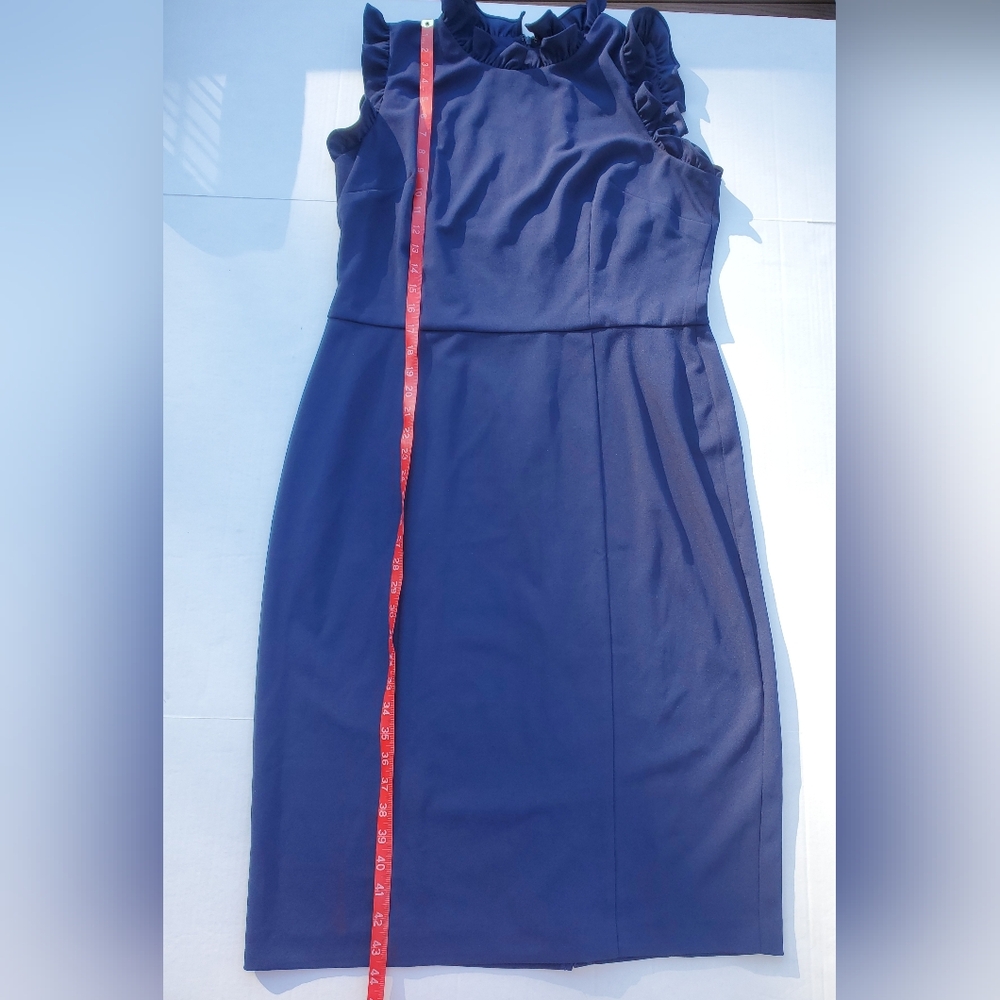 Maggy London Navy Ruffle Sleeve Midi Dress - Picture 7 of 11